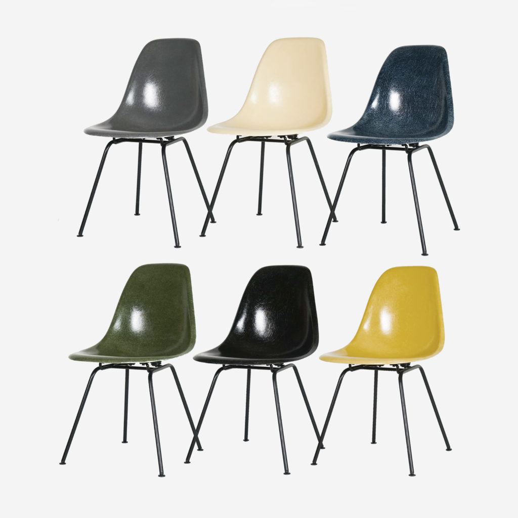 Set de sillas DSX Fiberglass.  by Ray Eames 1960s.
